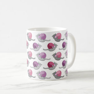 Happy Cute Cats Playing with Balls Pattern Coffee Mug