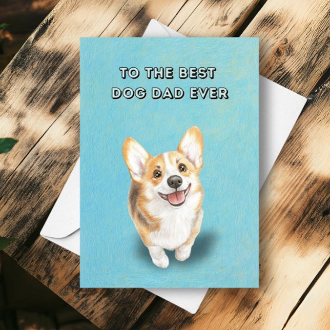 Happy Cute Corgi Best Dog Dad Ever Father's Day Card (Creator Uploaded)