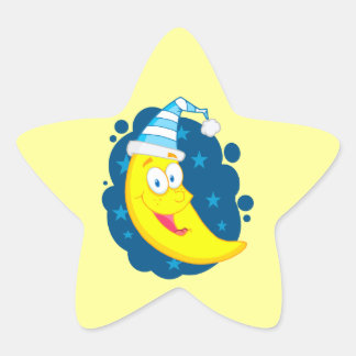 happy cute goodnight moon cartoon star sticker
