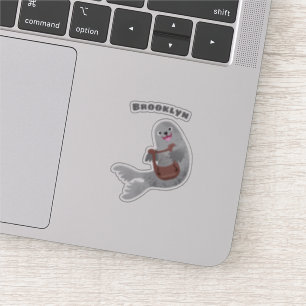 Happy cute harp seal cartoon illustration