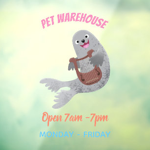 Happy cute harp seal cartoon illustration