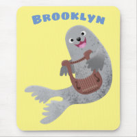 Happy cute harp seal cartoon illustration