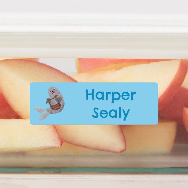 Happy cute harp seal cartoon personalised (Affixed)