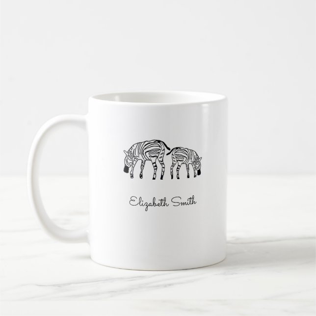 Happy Cute Kenya Zebras White Mug (Left)