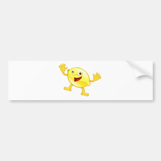 Happy cute lemon fruit character bumper sticker (Front)