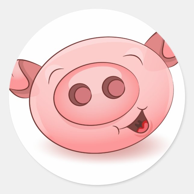 Happy Cute Pig Face Classic Round Sticker (Front)
