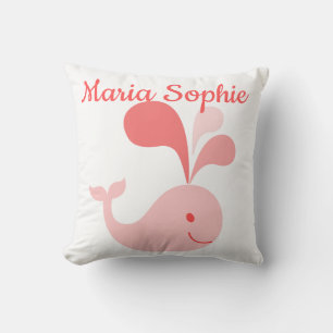 Happy Cute Pink Whale Cushion