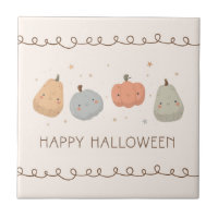 Happy Cute Pumpkin Design Ceramic Tile