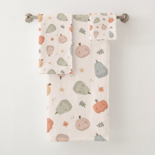 Happy Cute Pumpkin Pattern -  Bath Towel Set