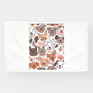 Happy Cute Puppies Pattern 1 Banner