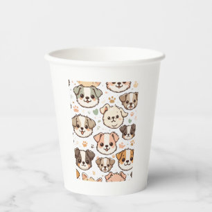 Happy Cute Puppies Pattern   Paper Cups