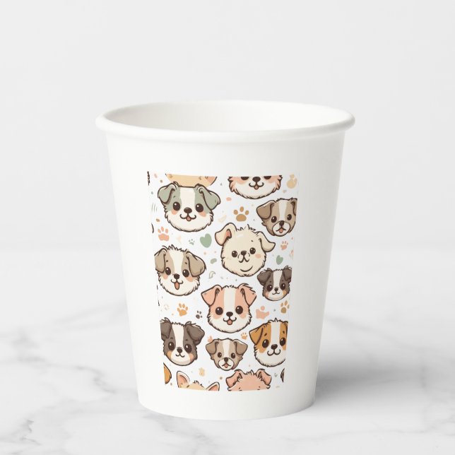 Happy Cute Puppies Pattern   Paper Cups (Front)