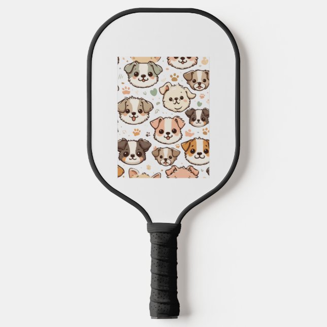 Happy Cute Puppies Pattern   Pickleball Paddle (Front)