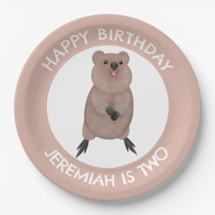Happy cute quokka personalised cartoon birthday paper plate