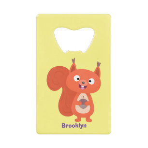 Happy cute red squirrel cartoon illustration
