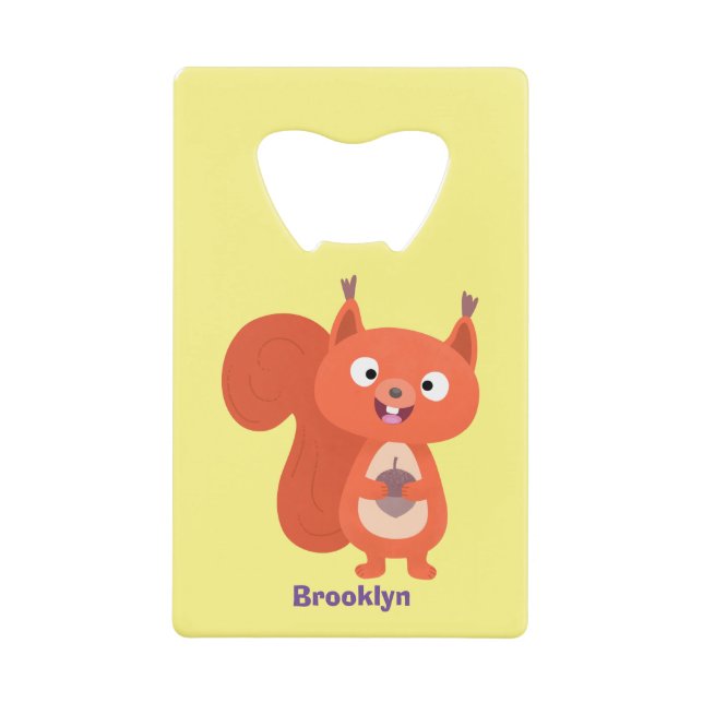Happy cute red squirrel cartoon illustration (Front)