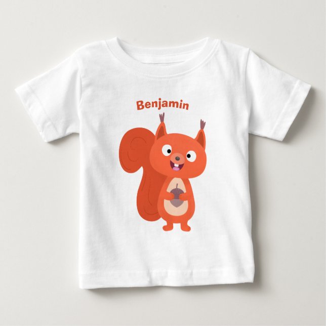 Happy cute red squirrel cartoon illustration baby T-Shirt (Front)