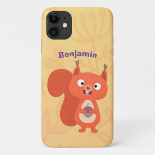 Happy cute red squirrel cartoon illustration Case-Mate iPhone case