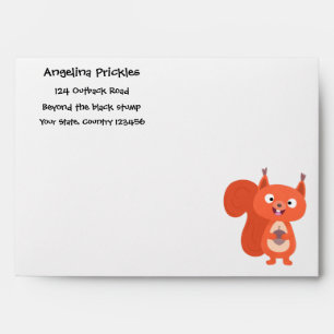 Happy cute red squirrel cartoon illustration envelope