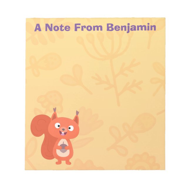 Happy cute red squirrel cartoon illustration notepad (Front)