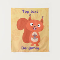 Happy cute red squirrel cartoon illustration