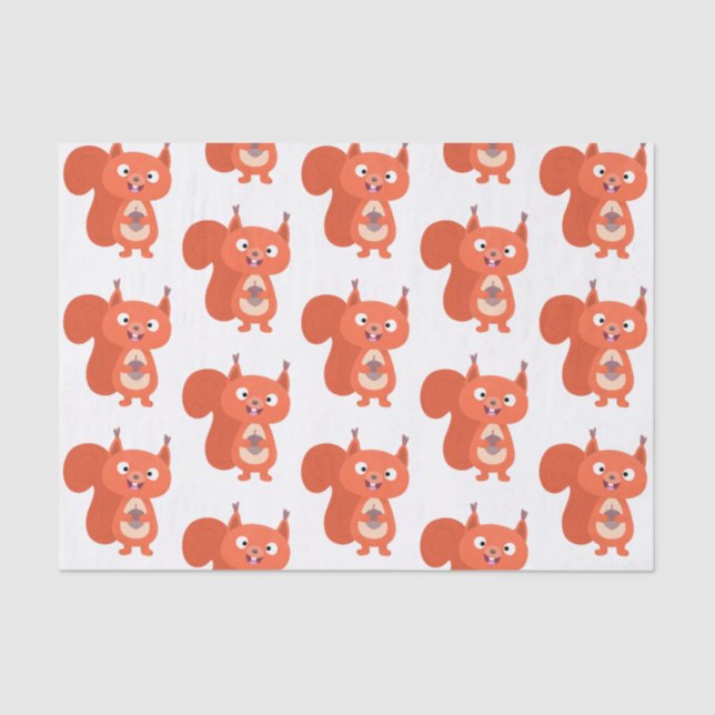 Happy cute red squirrel cartoon illustration tissue paper (Front)