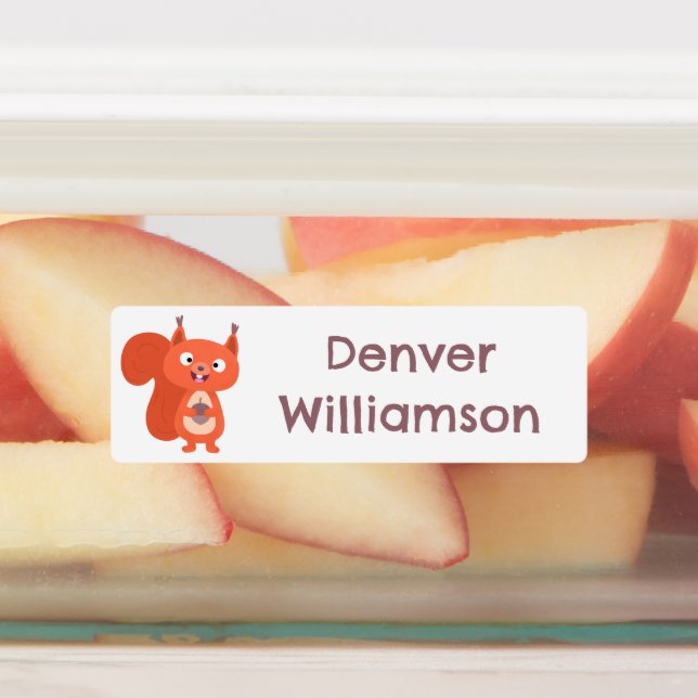 Happy cute red squirrel cartoon personalised (Affixed)