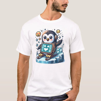 Happy Cute Robotic Penguin T-Shirt