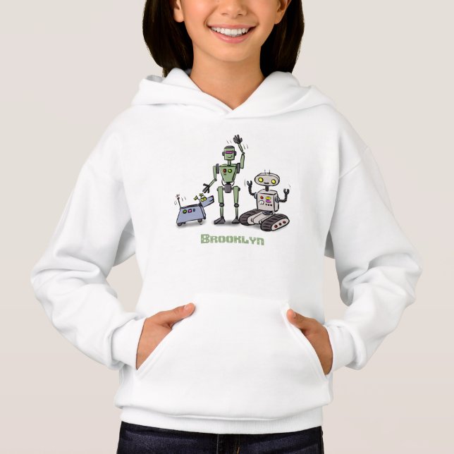 Happy cute robots trio cartoon (Front)