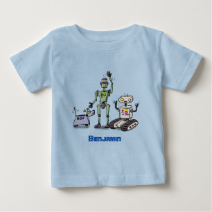Happy cute robots trio cartoon baby T-Shirt
