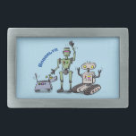 Happy cute robots trio cartoon belt buckle<br><div class="desc">Happy cute robots trio cartoon. Robots are cool!</div>