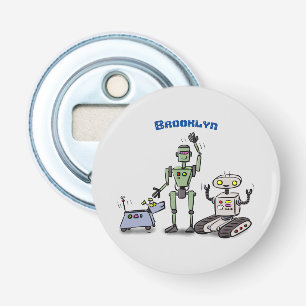 Happy cute robots trio cartoon bottle opener