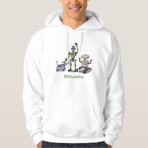 Happy cute robots trio cartoon hoodie