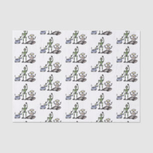 Happy cute robots trio cartoon tissue paper