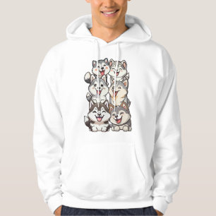 Happy cute Siberian huskies Hoodie