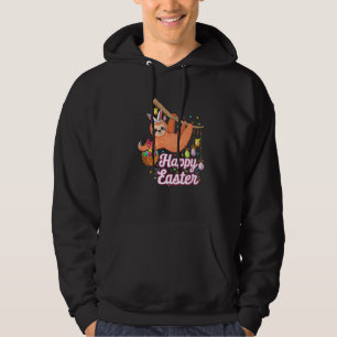 Happy Cute Sloth With Bunny Ears & Egg Hunting Eas Hoodie