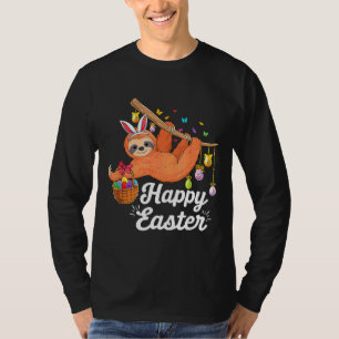 Happy Cute Sloth With Bunny Ears Egg Hunting Eas T-Shirt
