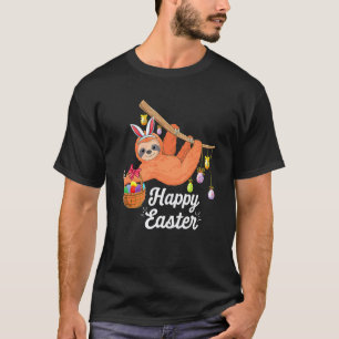 Happy cute sloth with Bunny ears & Egg Hunting Eas T-Shirt
