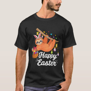 Happy Cute Sloth With Bunny Ears   Egg Hunting Eas T-Shirt