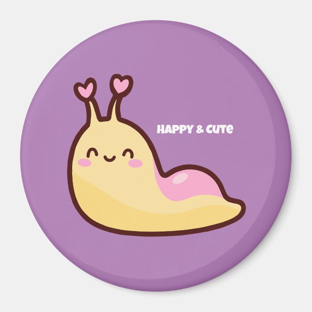 Happy Cute Slug Personalised Text Magnet (Front)