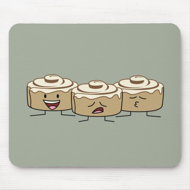 Happy Cute Smiling Cinnamon Rolls Mouse Pad (Front)