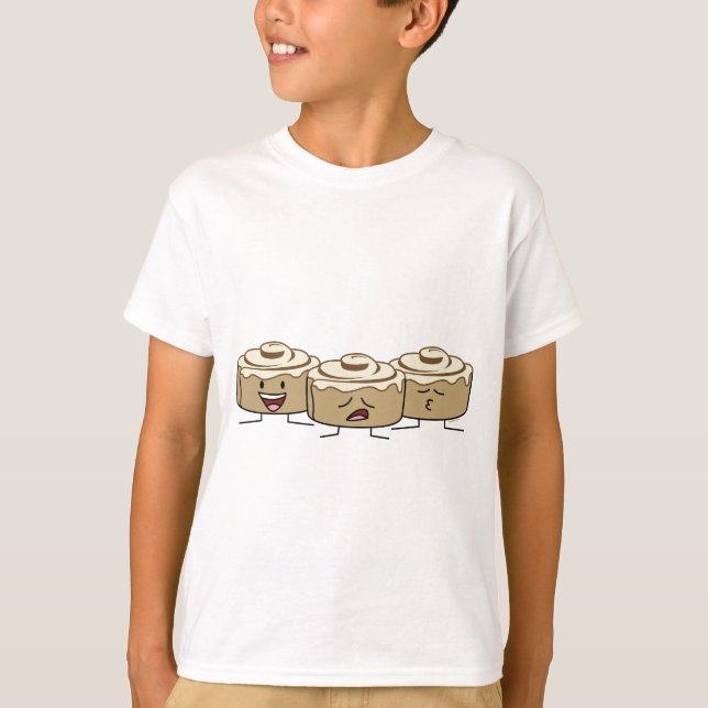 Happy Cute Smiling Cinnamon Rolls T-Shirt (Front)