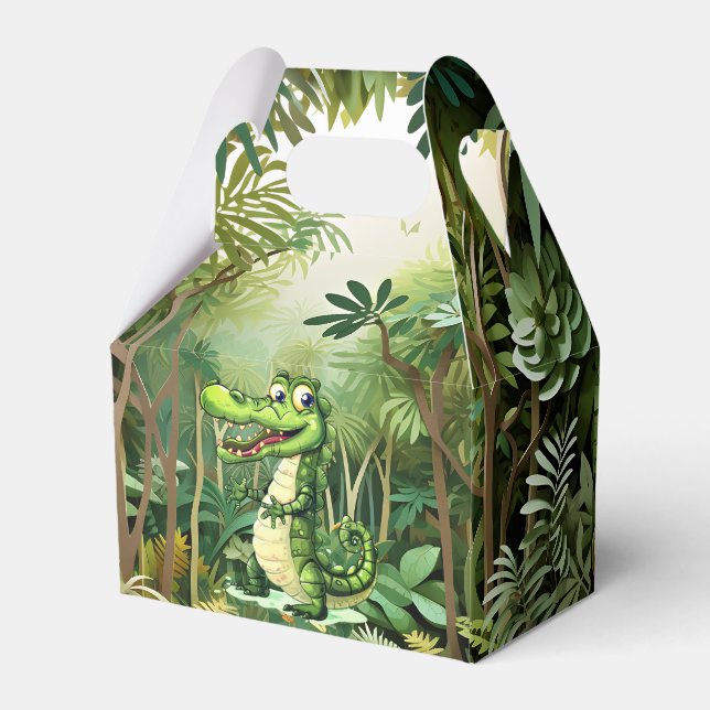 Happy Cute Wild Crocodile Jungle Trees Beautiful Favour Box (Back Side)