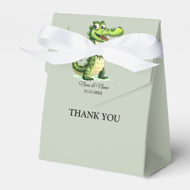 Happy Cute Wild Crocodile Jungle Trees Beautiful Favour Box (Front Side)