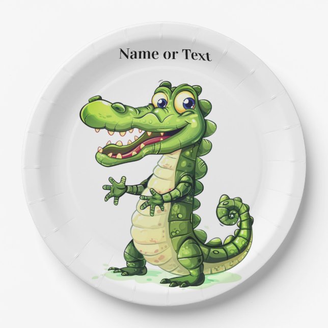 Happy Cute Wild Crocodile Jungle Trees Beautiful Paper Plate (Front)