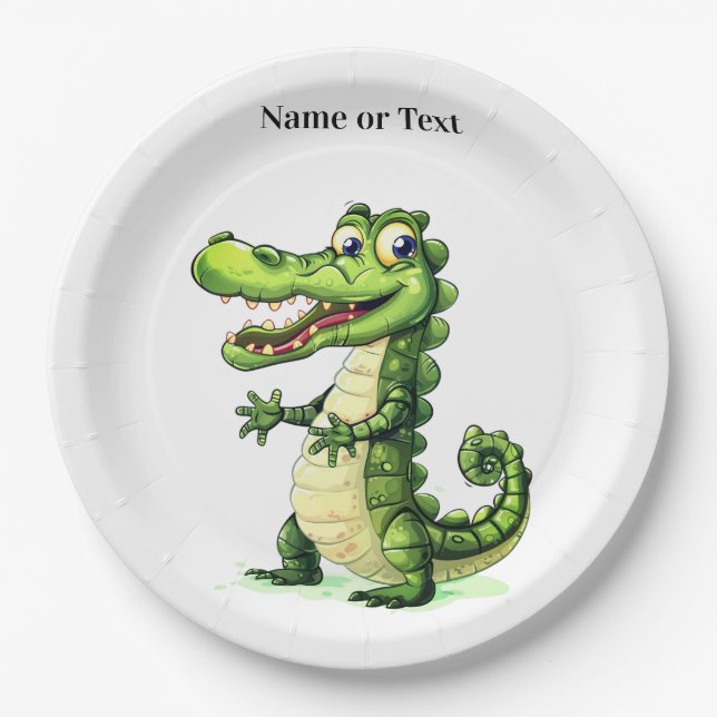 Happy Cute Wild Crocodile Jungle Trees Beautiful Paper Plate (Front)