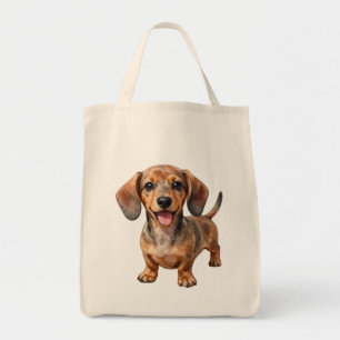 Happy Dachshund Puppy Tote Bag