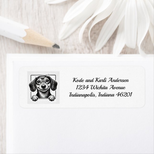 Happy Dachshund Return Address Label (Insitu)