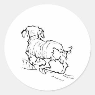 Happy Dachshund – Sausage Dog Illustration Classic Round Sticker