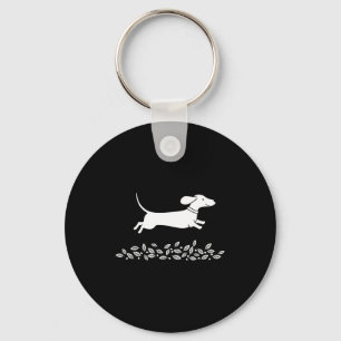 Happy Dachshund With Autumn Leaves For Pet Lovers Key Ring